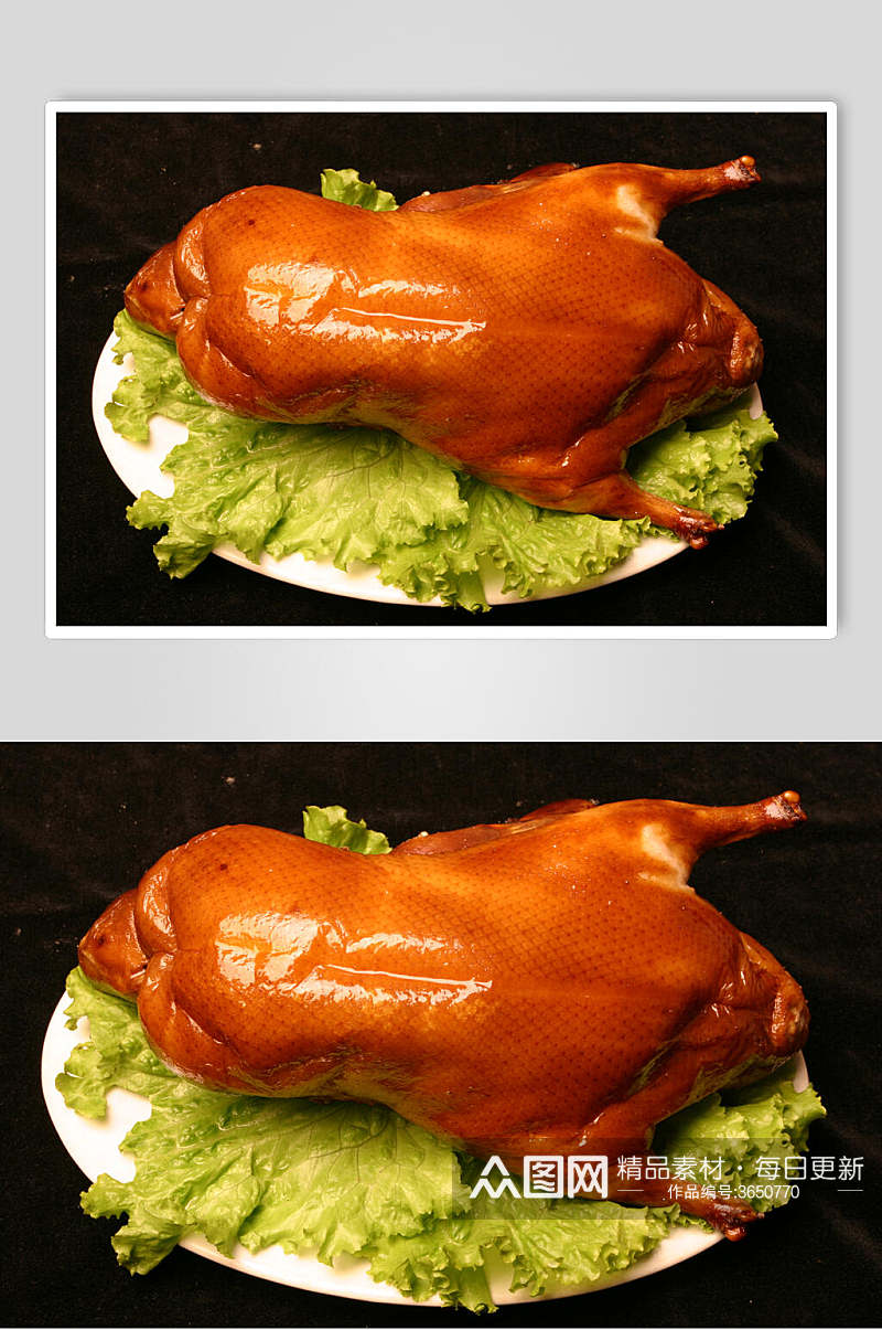 金黄美味烤鸭烧烤类食物照片素材