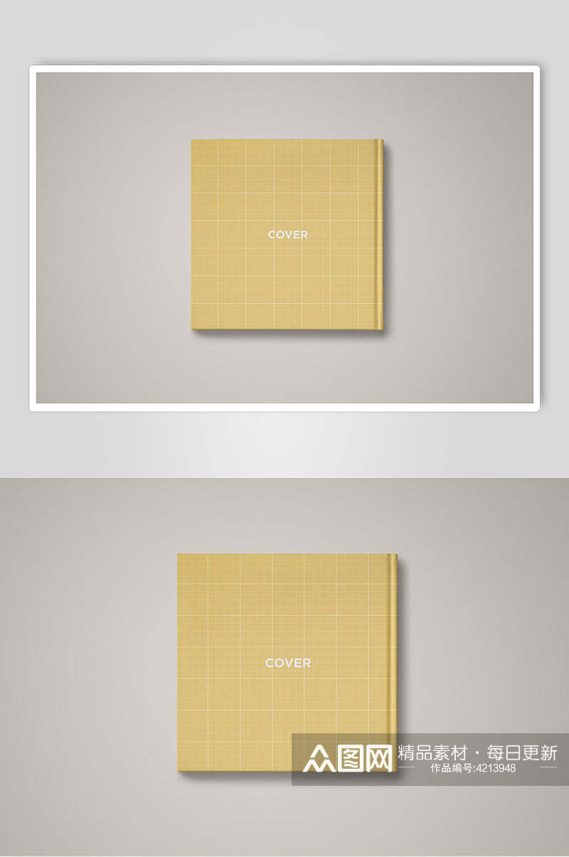 黄色书籍装帧页面智能贴图样机效果图素材