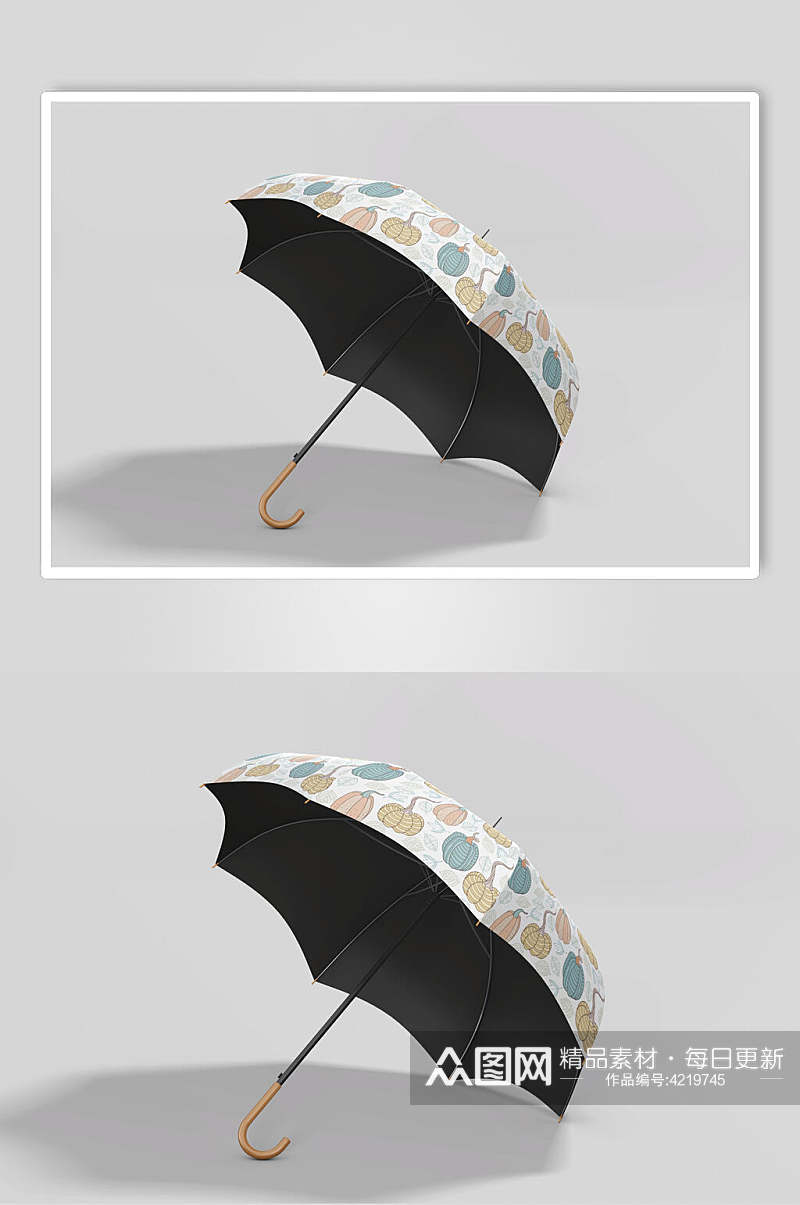 唯美清新创意大气雨伞包装贴图样机素材