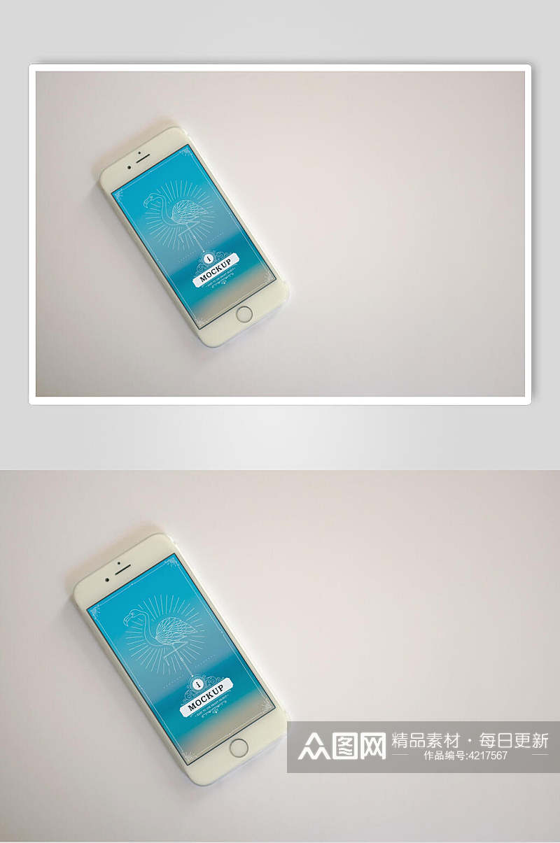 蓝色手绘简约手机屏幕展示样机素材