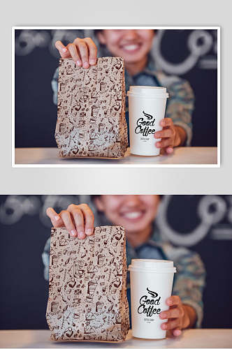 手绘咖啡品牌包装展示样机