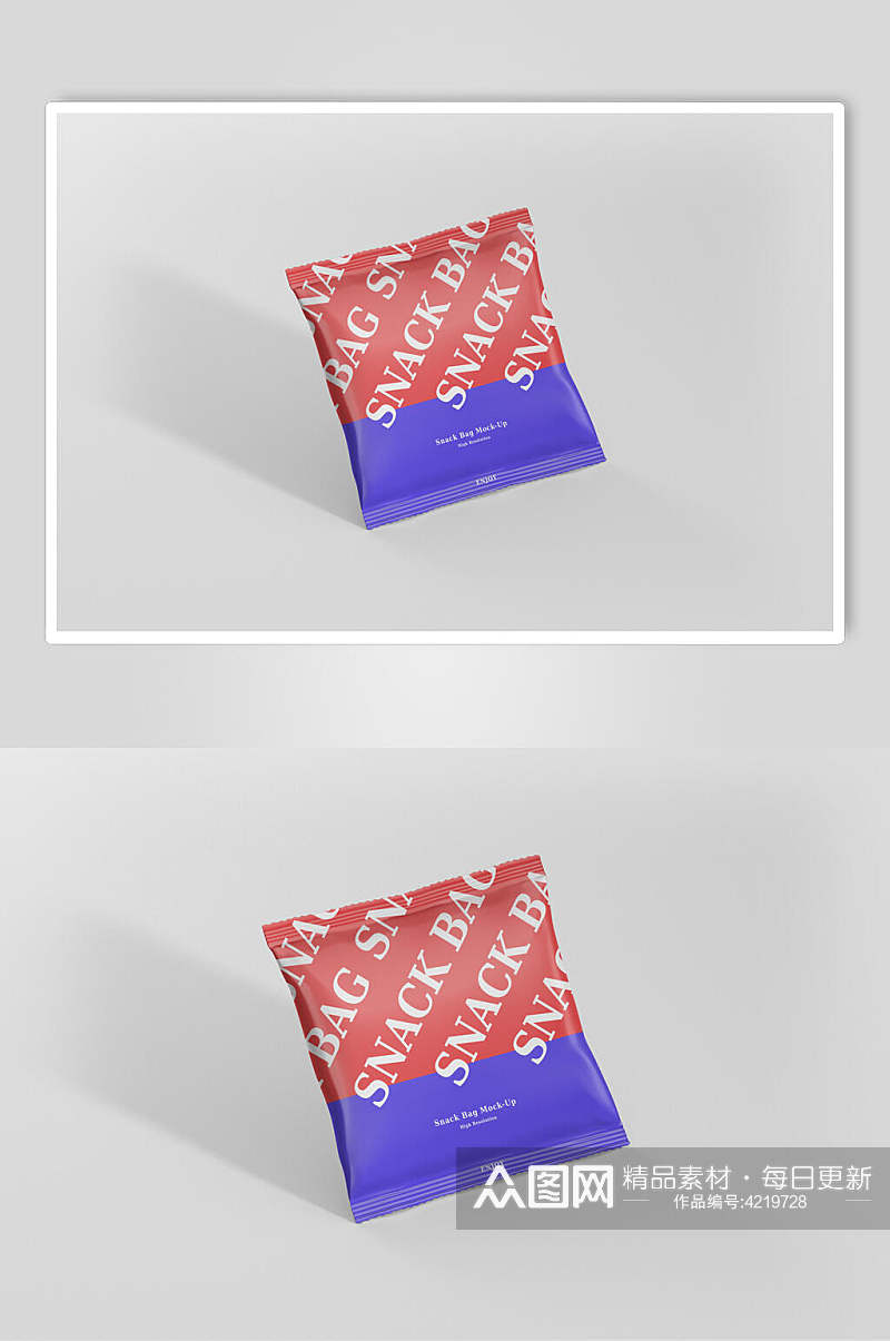 红蓝创意大气膨化食品包装袋样机素材
