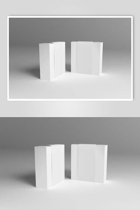 包装盒立体方形正视图白色样机