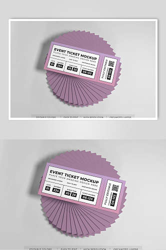 时尚创意紫色优惠券样机效果图