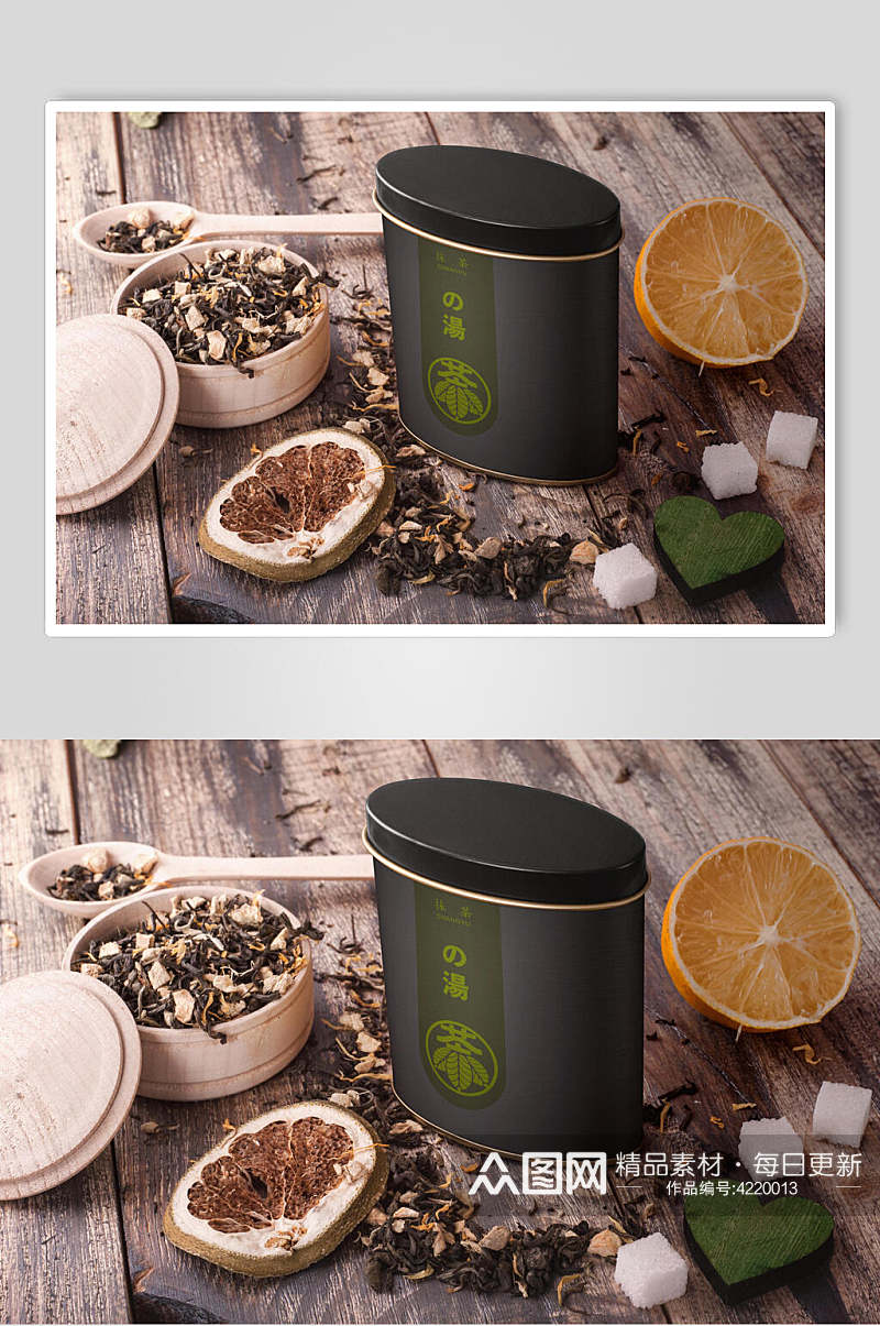 时尚盒子创意大气茶叶包装贴图样机素材