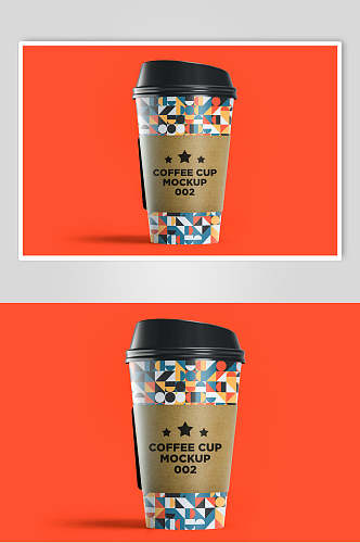 彩色创意大气咖啡奶茶杯贴图样机