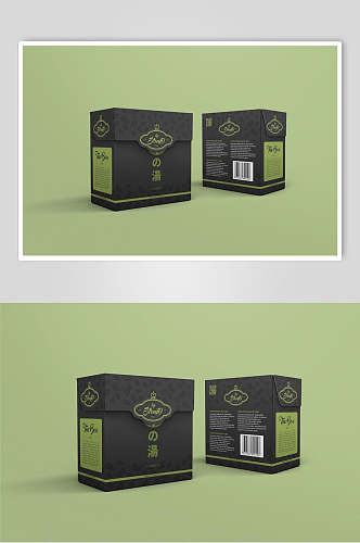 盒子绿色创意大气茶叶包装贴图样机