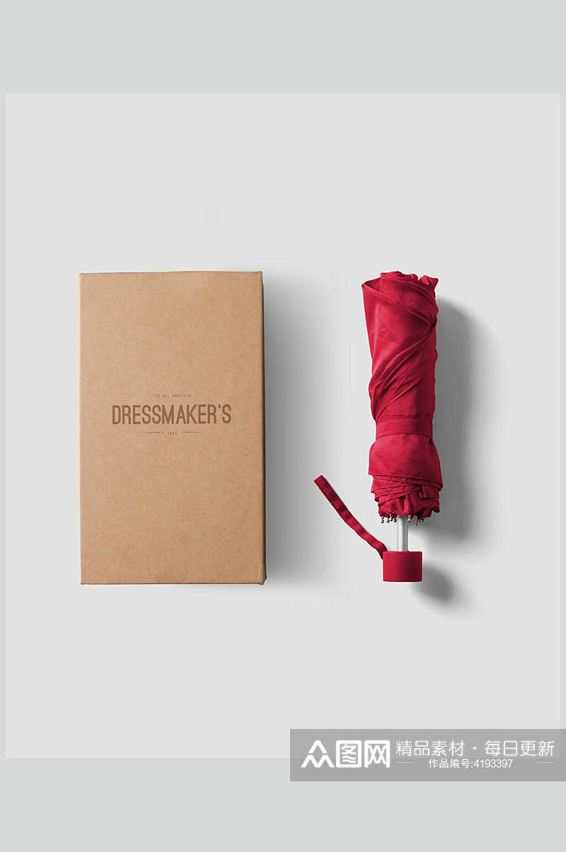 红色雨伞包装贴图样机素材