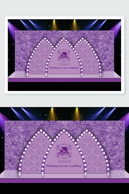 个性紫色婚礼舞美效果图