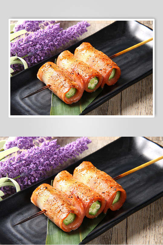 培根烧烤类食物照片