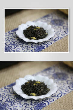 盘装茶叶绿茶红茶摄影图片