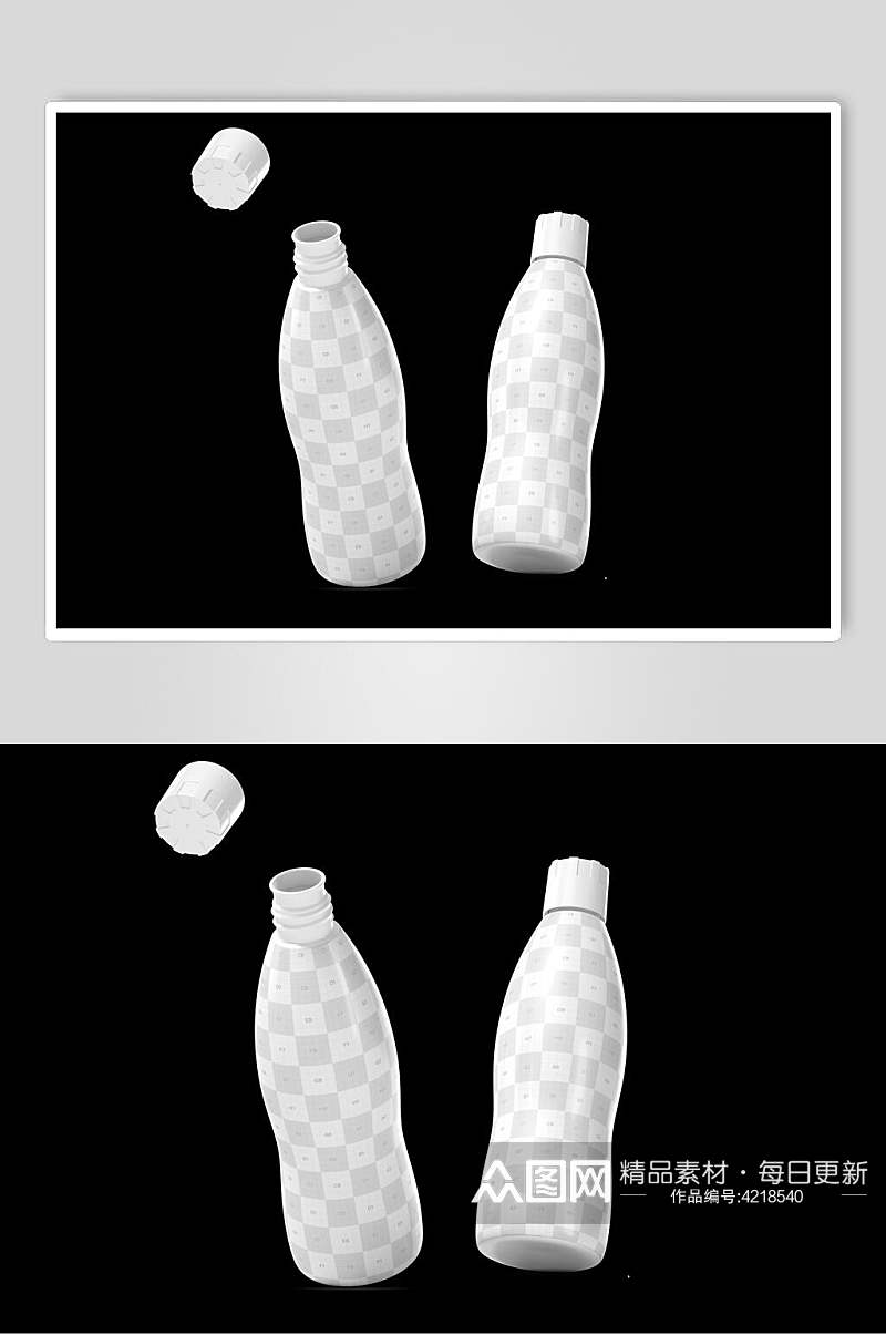 瓶子黑白果汁饮料瓶子贴纸包装样机素材
