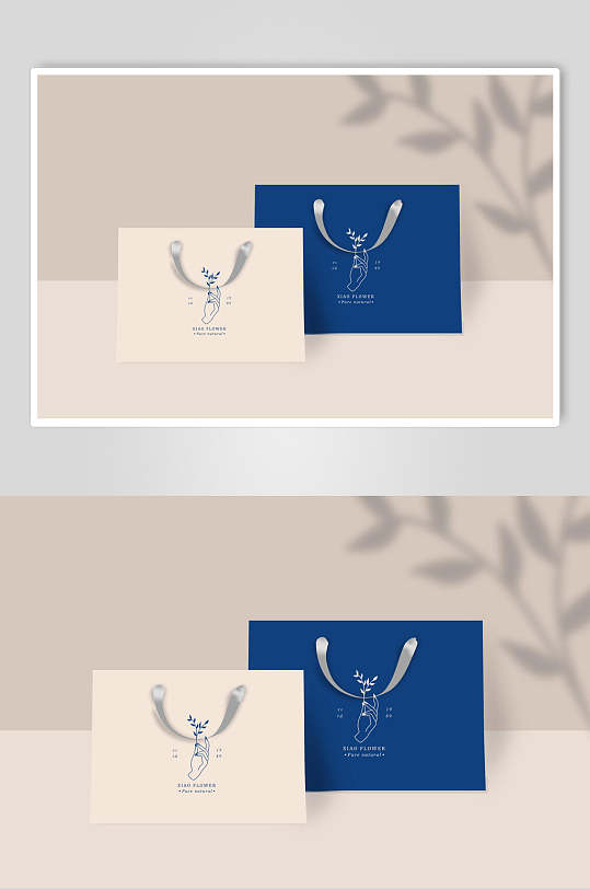 蓝白手提袋企业高端文创样机效果图-众图网