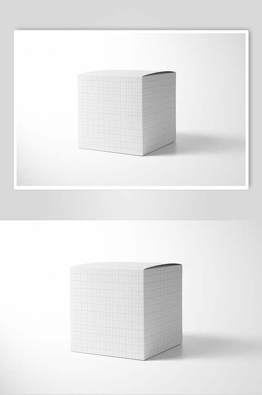 极简白色格子纸盒包装展示样机