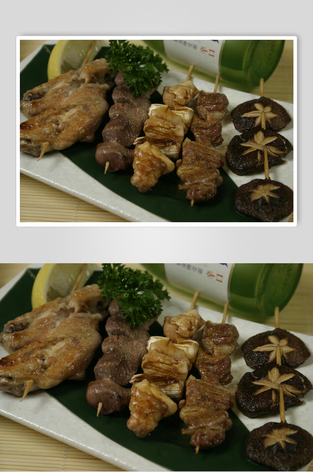 香菇烤肉烧烤类食物照片素材