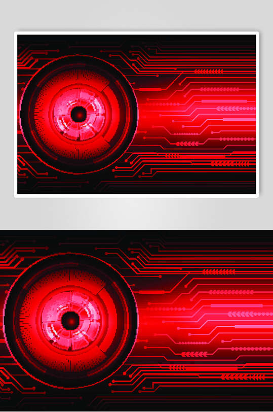 线条黑红色科幻科技风光效矢量素材