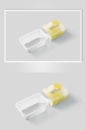 清新精致黄色塑料食品封腰纸套样机