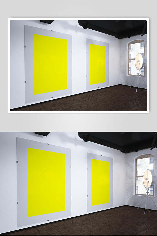 墙饰地板简约黄室内装饰画样机
