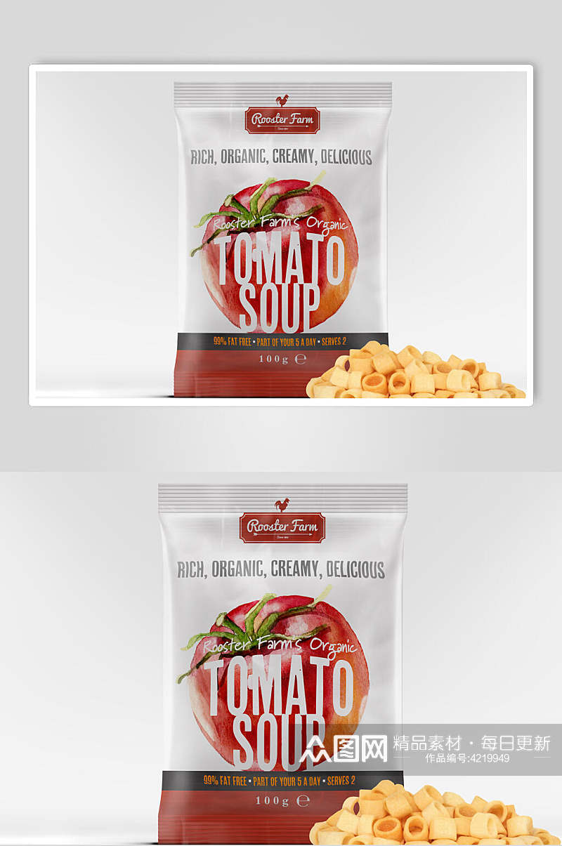 红白英文创意膨化食品包装袋样机素材