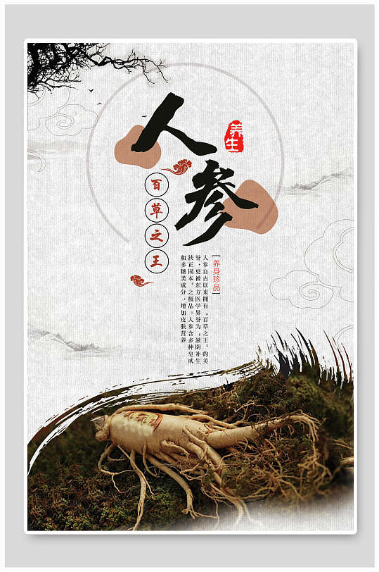 高档食材人参促销宣传海报