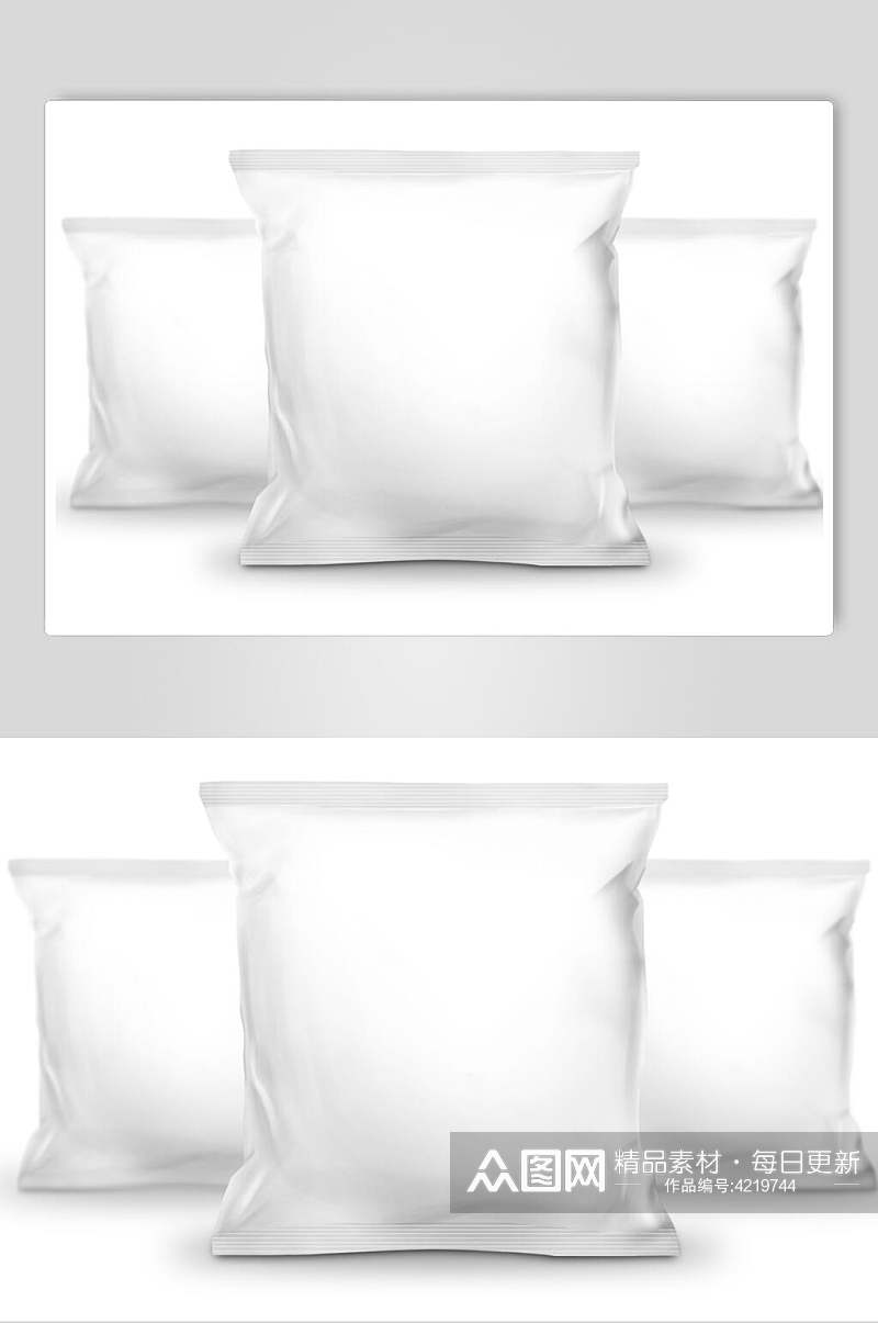 袋子创意大气白膨化食品包装袋样机素材