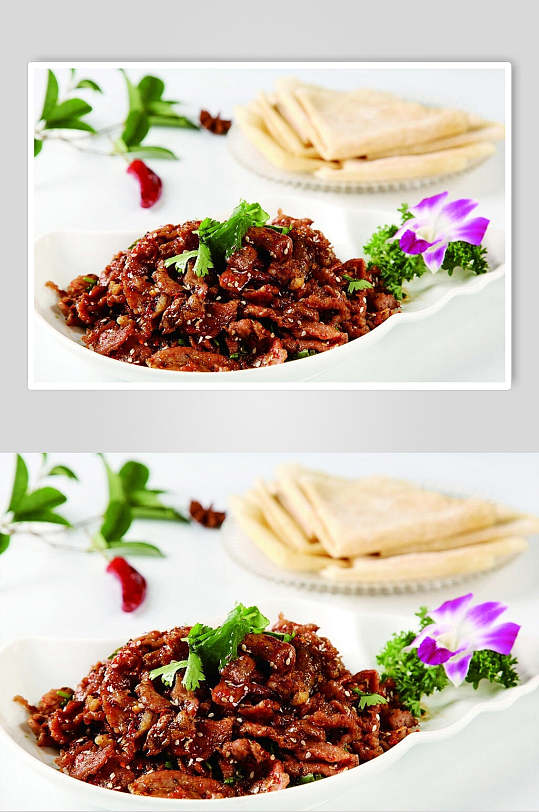 孜然羊肉带饼美食摄影图片