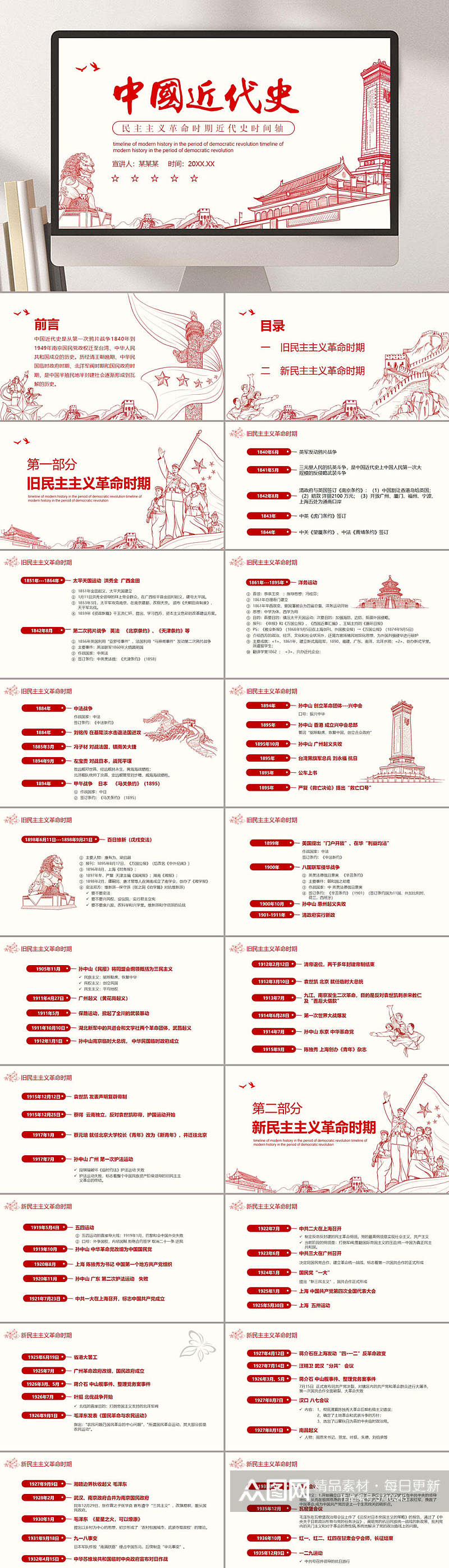 长城中国近代史课件PPT素材