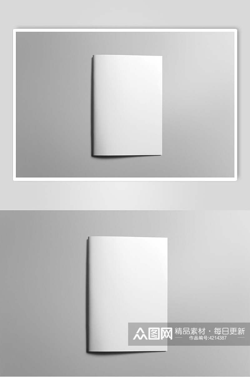 灰白纸张书籍装帧页面智能贴图样机素材