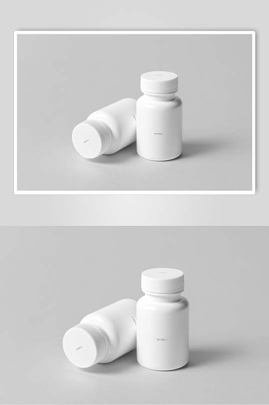 白色纽盖塑料瓶子盒子包装样机