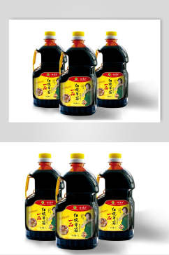 瓶子黑黄红色品牌包装设计展示样机