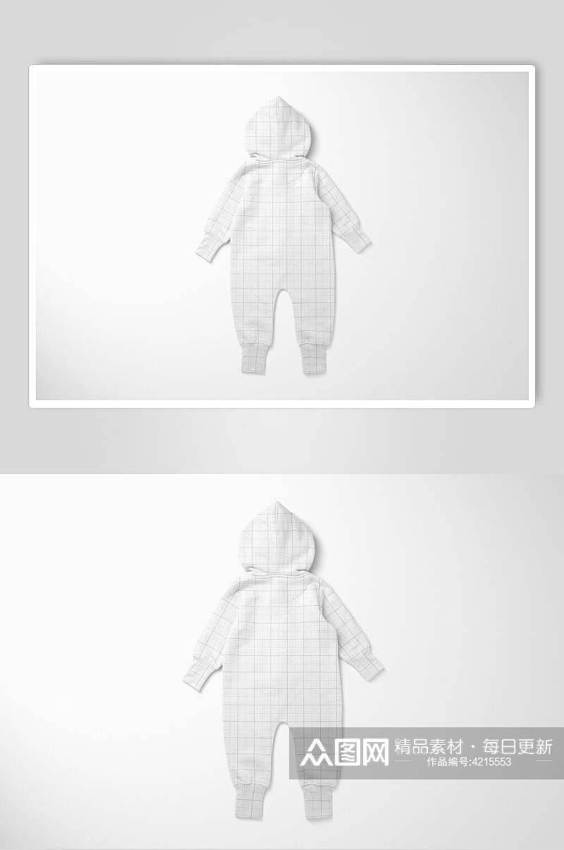 白色带帽婴儿连体衣样机素材