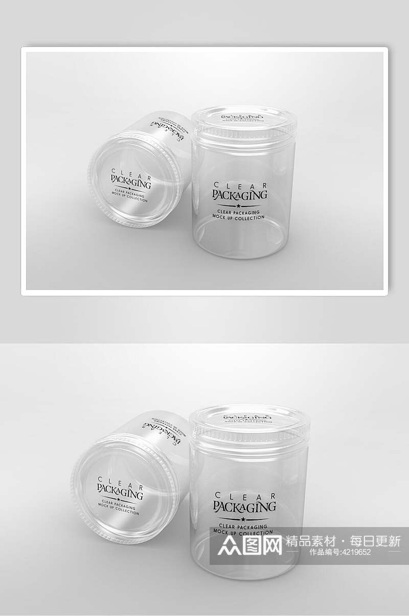 圆形英文时尚透明容器奶茶包装样机素材
