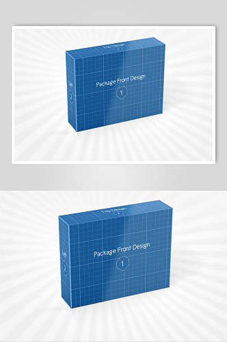 方形蓝色英文创意大气产品包装样机