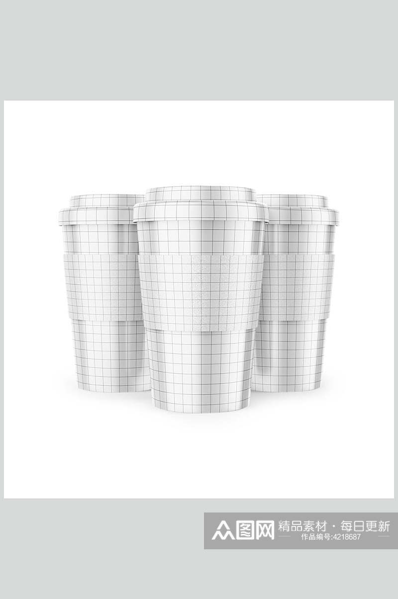 线条杯子创意咖啡奶茶杯贴图样机素材