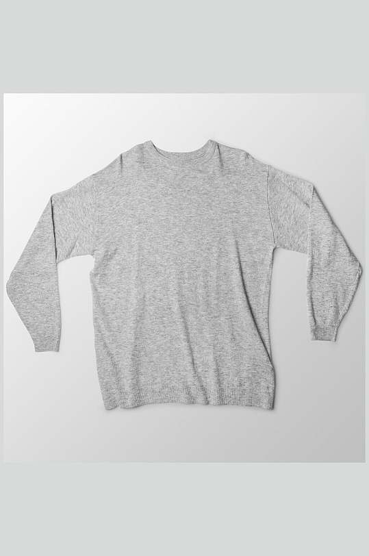 灰色棉毛衫衣服平铺展示样机