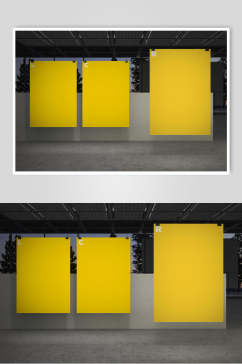 长方形地板黄色室内装饰画样机