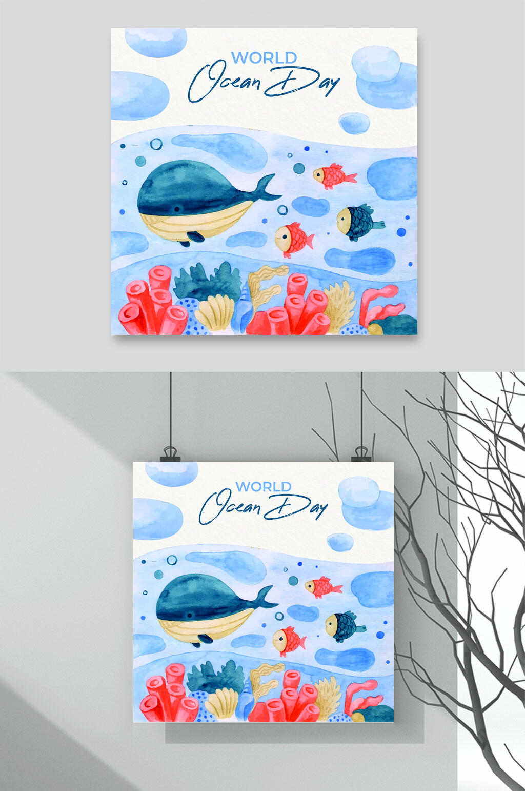 鲸鱼海底世界矢量素材素材