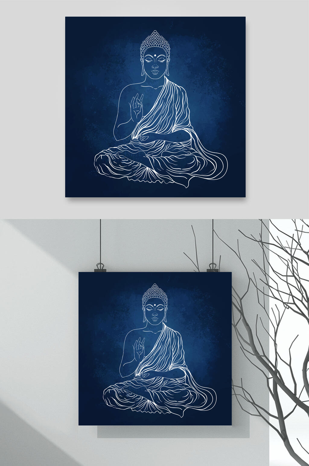 手绘佛祖矢量素材素材