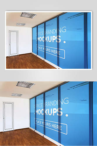 蓝色柜子办公室VI品牌海报样机