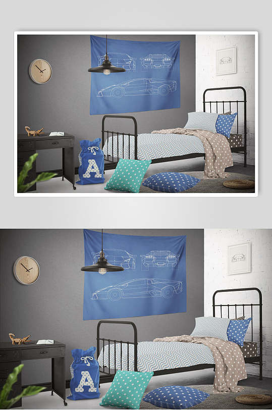 经典床上用品展示场景样机