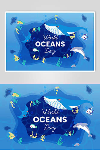 鲸鱼字母卡通海洋矢量素材