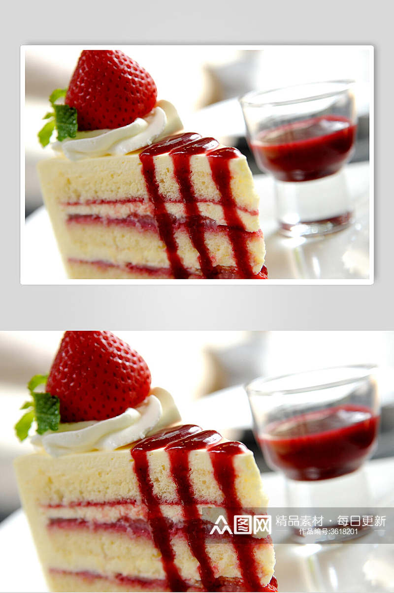 草莓吐司蛋糕甜品图片叁素材
