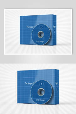 蓝色光盘产品包装样机效果图