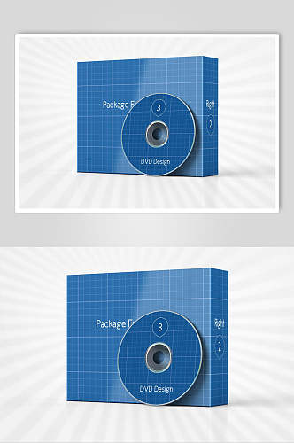 蓝色光盘产品包装样机效果图
