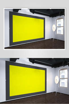 黑黄大气创意灯光室内装饰画样机