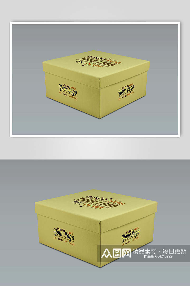 包装盒线条方格立体浅黄色样机素材