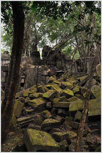 石头堆吴哥窟古寺石像佛像摄影图片叁