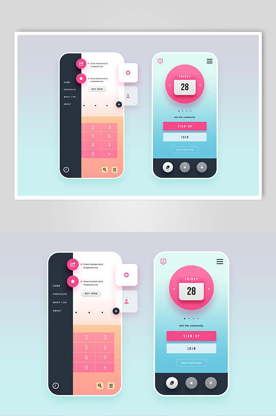 清新扁平化app手机ui界面设计素材