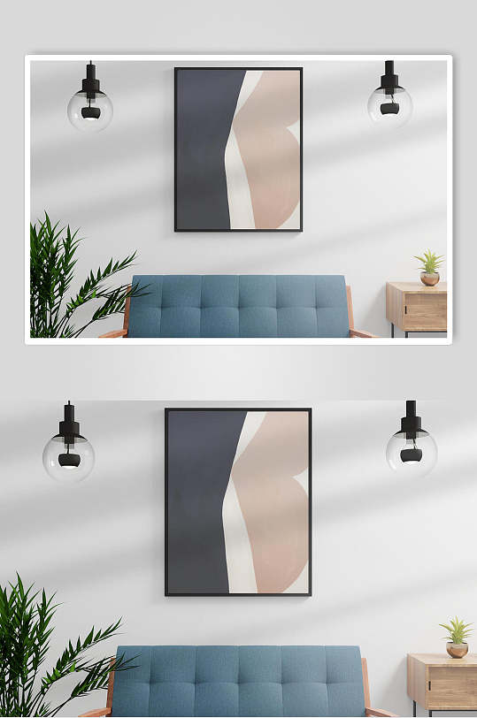 植物沙发大气创意清新室内海报样机