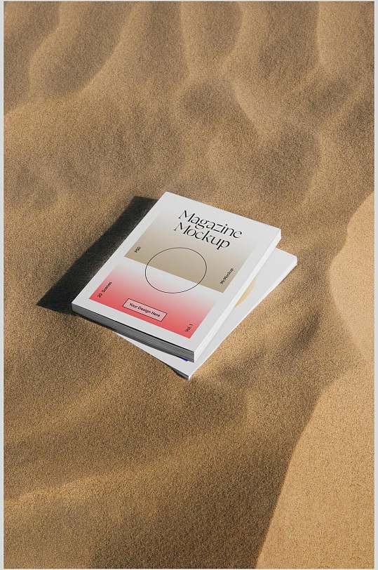沙子画册书籍杂志封面设计贴图样机
